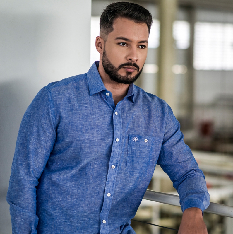 Camisa Social Azul Escuro