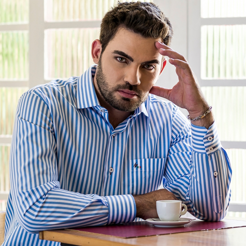 Camisa Social Azul Royal Masculina