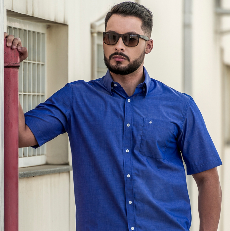 Fabricante de Camisa Social Azul Masculina